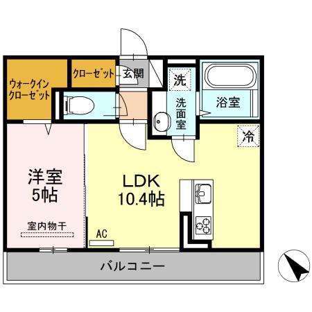 オリエント荒井西(1LDK/2階)の間取り写真