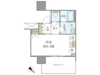 BRILLIA TOWER 浜離宮(ワンルーム/12階)の間取り写真