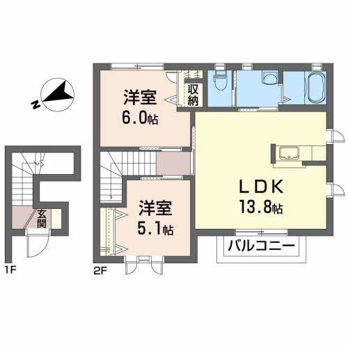 ローランSUN(2LDK/2階)の間取り写真