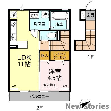 カサレナ(1LDK/1階)の間取り写真