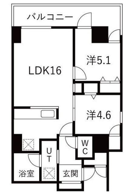 シティコート目黒2号棟 2(2LDK/3階)の間取り写真