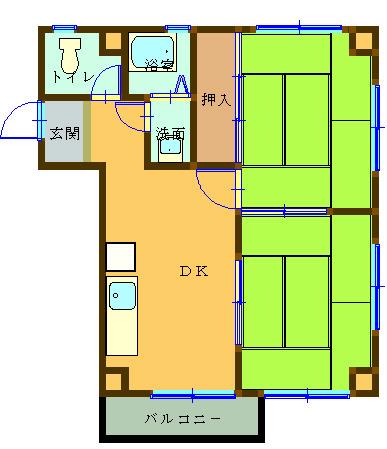 シュトラール広町(2DK/3階)の間取り写真