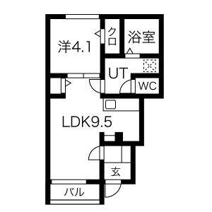 アスガルドA棟(1LDK/1階)の間取り写真