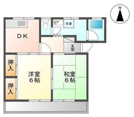 森ハイツII(2DK/2階)の間取り写真