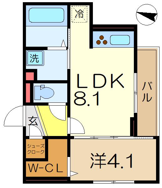 D PAINA弘明寺Ⅱ(1LDK/2階)の間取り写真