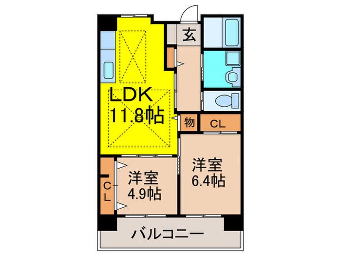 OPH北千里駅前2号棟(2LDK/10階)の間取り写真