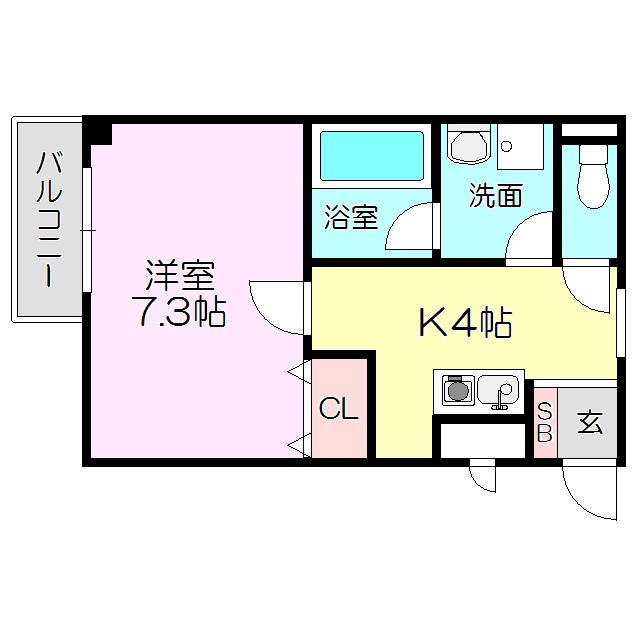 アサヒマンション(1DK/2階)の間取り写真