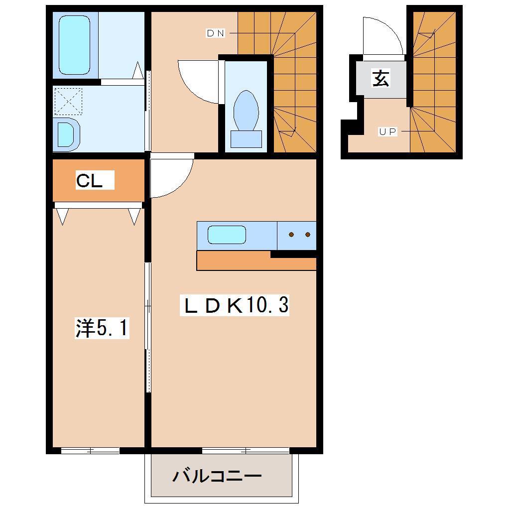 ヴィクトワール・M(1LDK/2階)の間取り写真