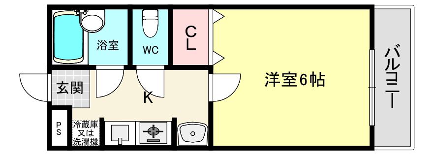 ステラハウスV(1K/1階)の間取り写真