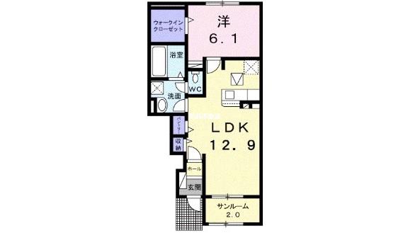 シャルムメゾン(1LDK/1階)の間取り写真