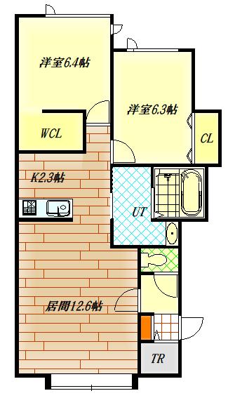 マハロII(2LDK/2階)の間取り写真