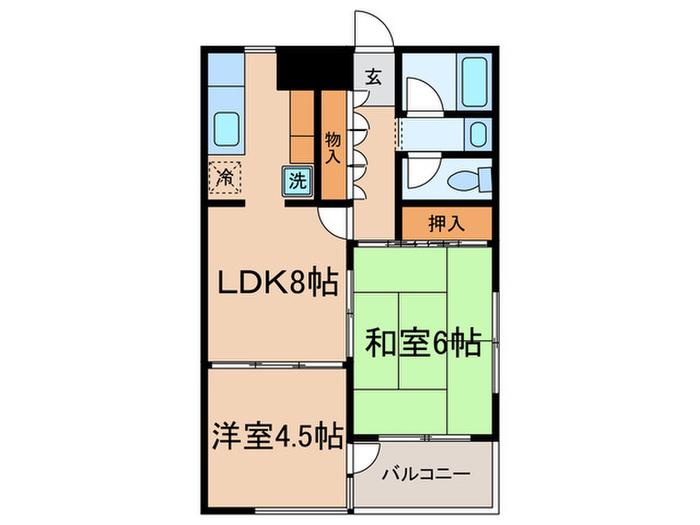 アーバン祖師ヶ谷(2LDK/1階)の間取り写真