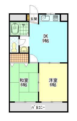 健生館マンション(2DK/5階)の間取り写真