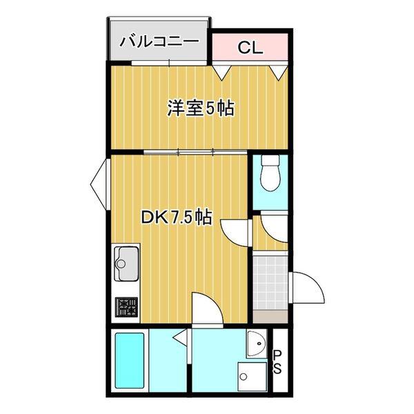 LA-CREA香露園(1DK/2階)の間取り写真