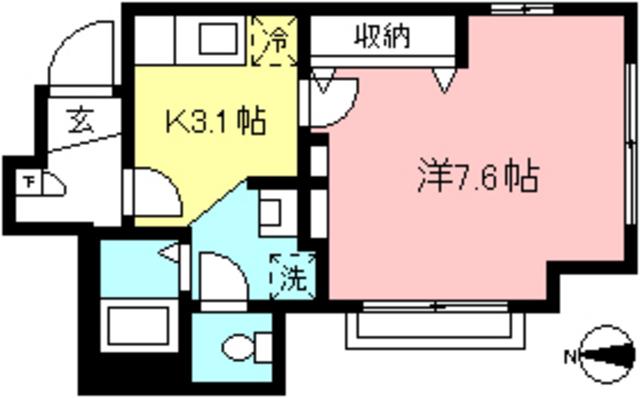 ソレイユ中野島B(1K/1階)の間取り写真
