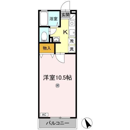 ハイツ田中II(1K/2階)の間取り写真