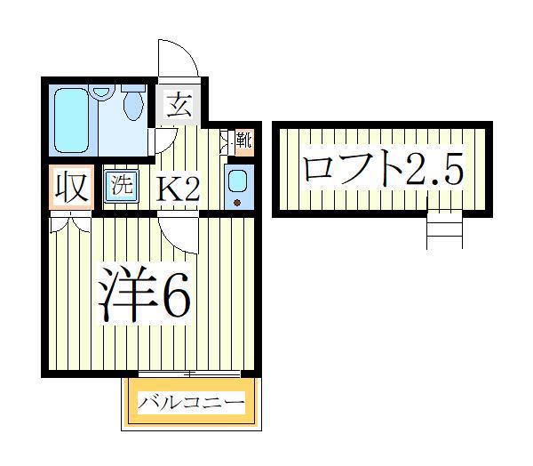 ジュネパレス柏第109(1K/2階)の間取り写真