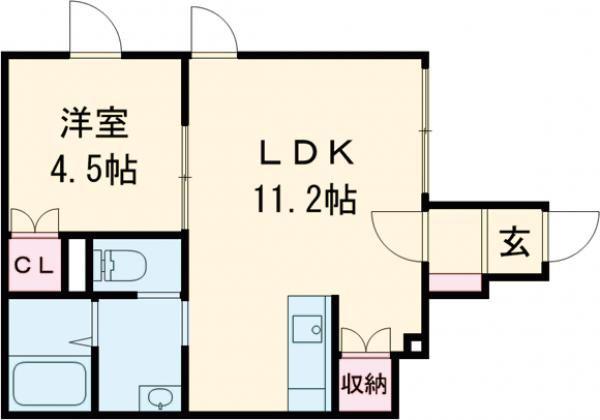 ボヌール稲穂(1LDK/1階)の間取り写真