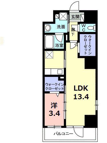 カーサ プリマ(1LDK/8階)の間取り写真