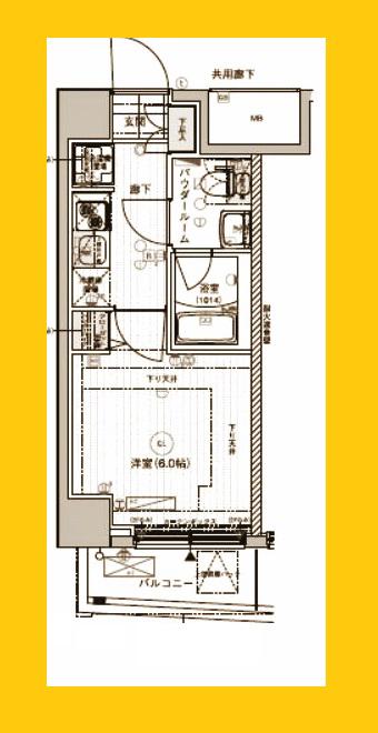 メインステージ横濱東口(1K/6階)の間取り写真