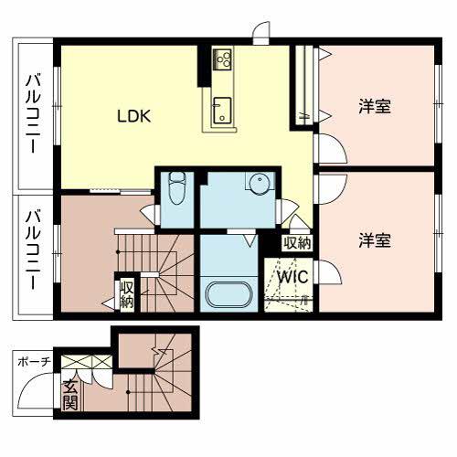 シャーメゾンMSK(2LDK/2階)の間取り写真