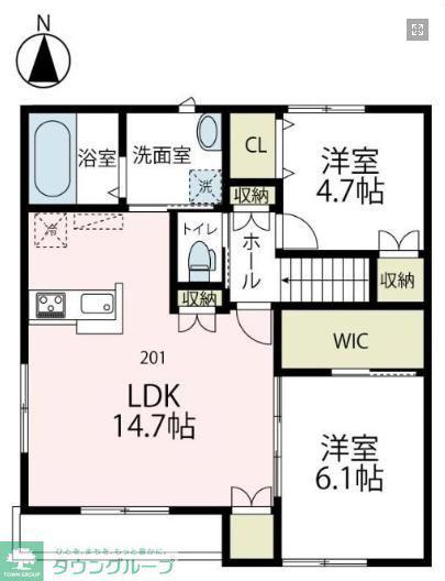 トゥザウエスト(2LDK/2階)の間取り写真