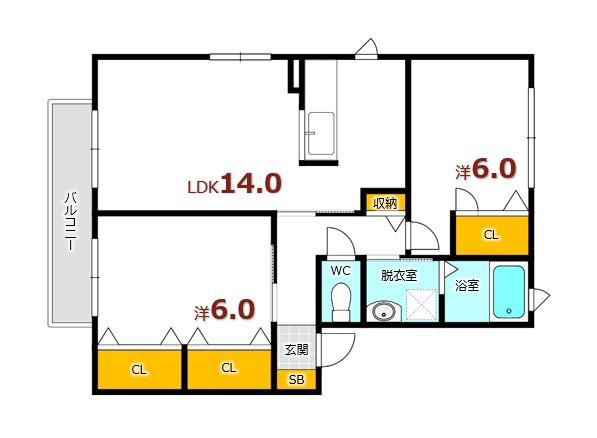 ディモーラ小島(2LDK/2階)の間取り写真