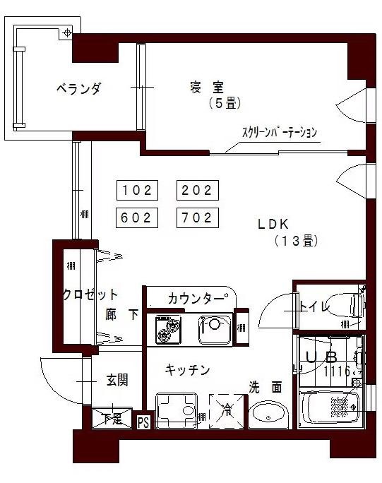 コリドール丸の内パーク(1LDK/7階)の間取り写真