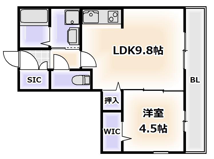 パライソ(1LDK/3階)の間取り写真