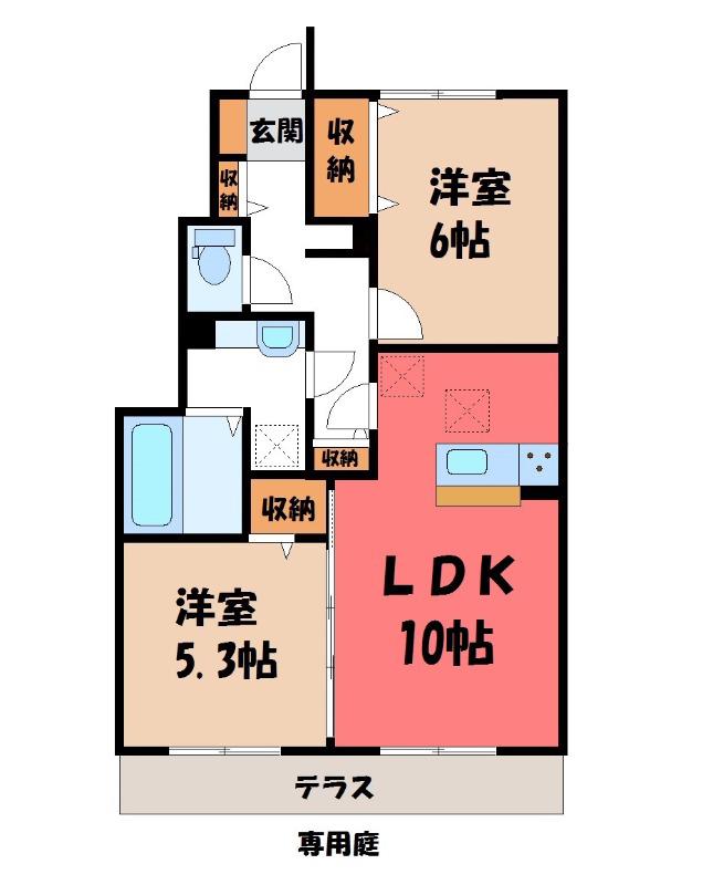 フェリオA(2LDK/1階)の間取り写真