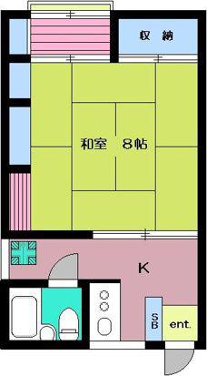 竹下荘(1K/2階)の間取り写真