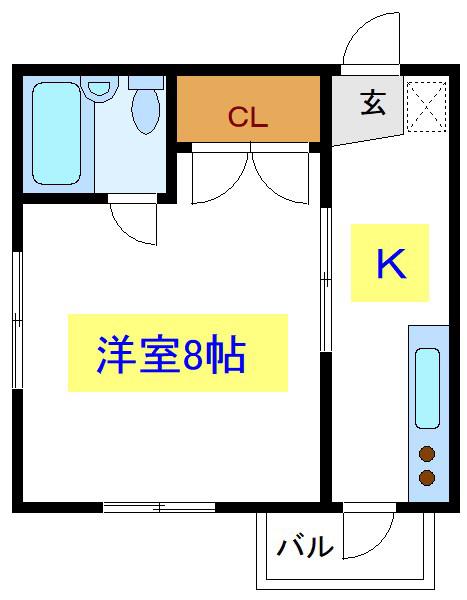 ウイニングベル(1K/2階)の間取り写真