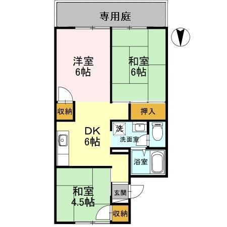 光陽ハイツ(3DK/2階)の間取り写真