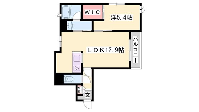 シャーメゾン坂田町(1LDK/4階)の間取り写真