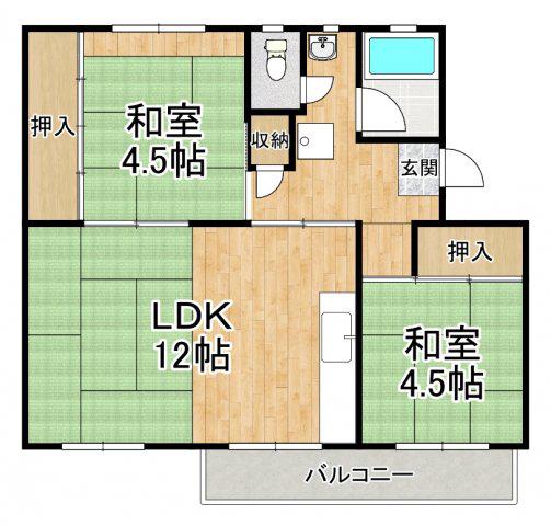狭山23棟(2LDK/4階)の間取り写真