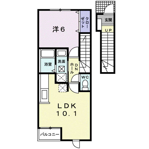 TERRACE HOUSE(1LDK/2階)の間取り写真