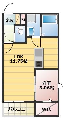 THE NOBLES秋葉町(1LDK/2階)の間取り写真
