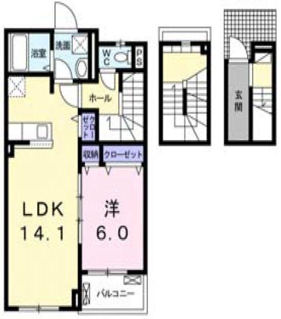 サンベリー(1LDK/3階)の間取り写真