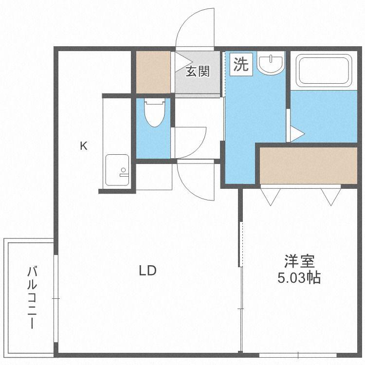 カレラ伏見(1LDK/2階)の間取り写真