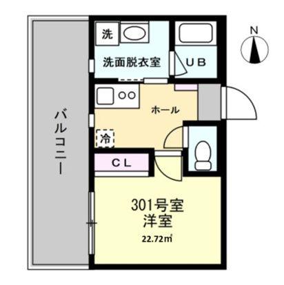 MIRAIS根岸(1K/3階)の間取り写真