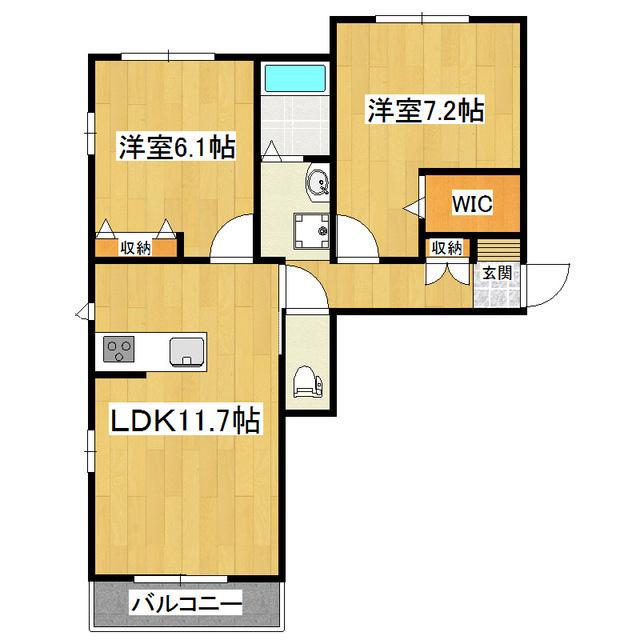 リッツガーデン学園の森(2LDK/1階)の間取り写真