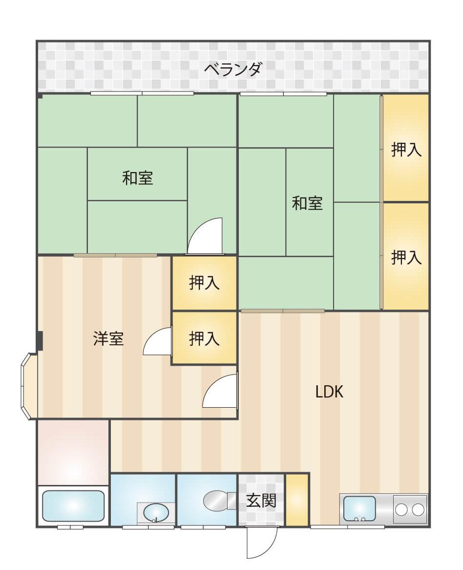 竹原コーポ(3DK/1階)の間取り写真
