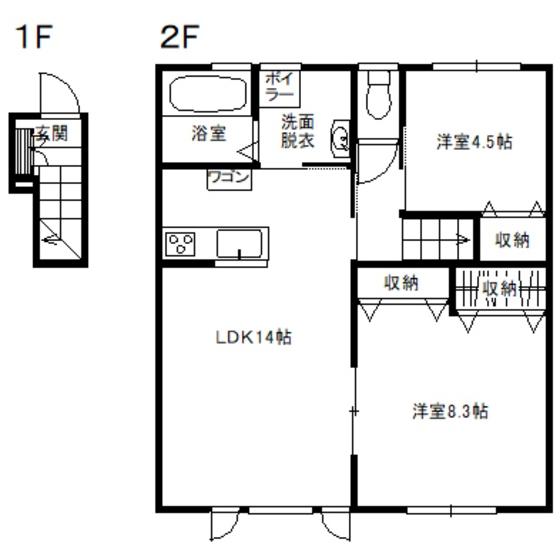 サニーコートしぶや(2LDK/2階)の間取り写真