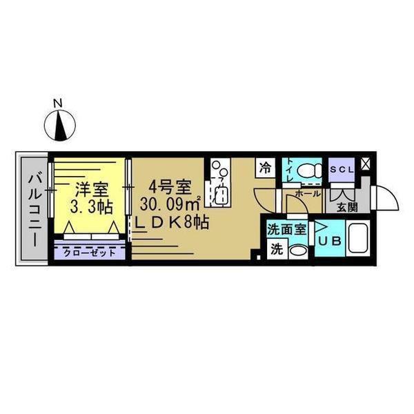 ルミエール(1LDK/1階)の間取り写真