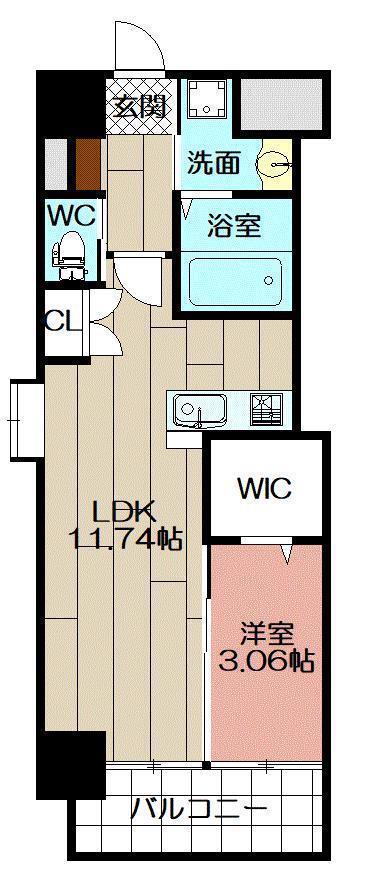 スマート到津(1LDK/5階)の間取り写真