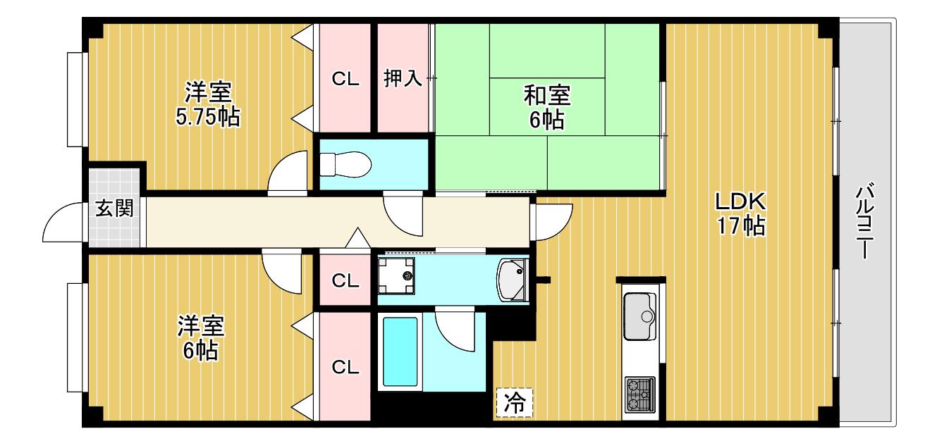 OTOGIKU (3LDK/3階)の間取り写真