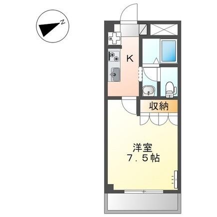カーティアスF(1K/2階)の間取り写真