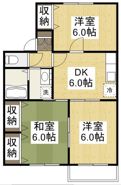 ヴィラ リーブロ(3DK/1階)の間取り写真