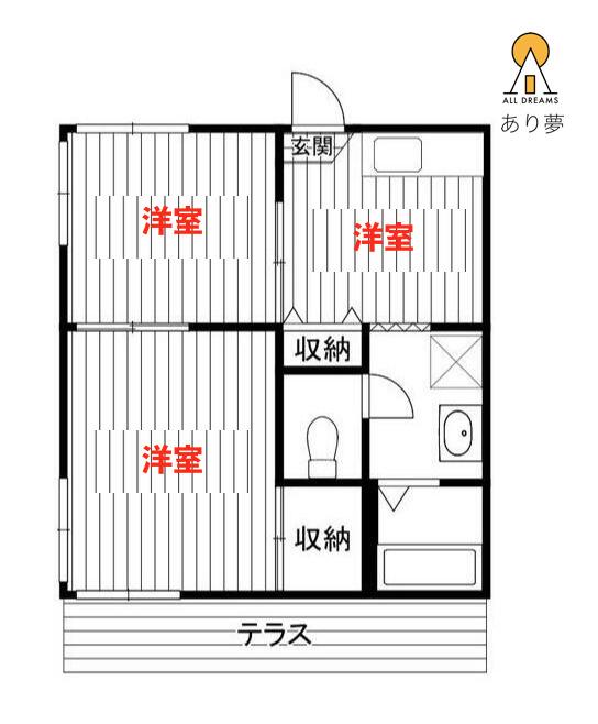 コーポ三春台(2K/1階)の間取り写真