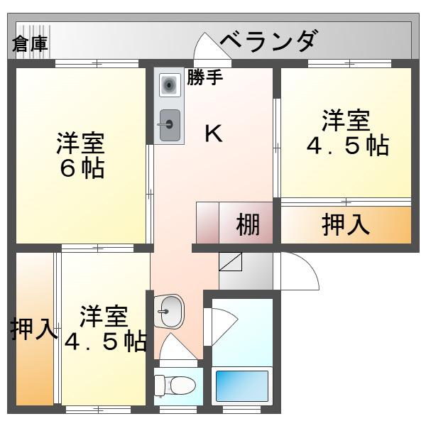 イーグル下松(3K/3階)の間取り写真